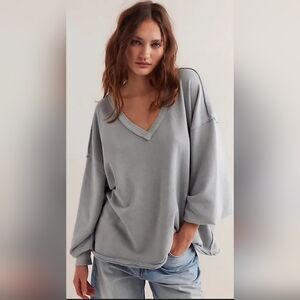 NWOT | We The Free Venice V-Neck Sweatshirt | Cold Winter Grey | S